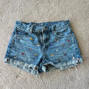 American Eagle Outfitters 90s Boyfriend Shorts Embroidered Size 0
